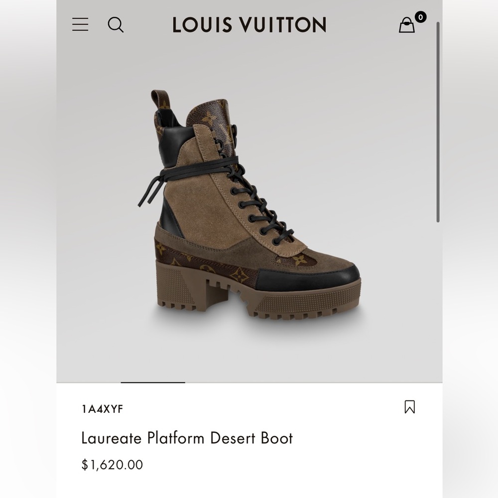 Louis Vuitton Laureate Platform Desert Boot Beige 37 1/2 w/ Box And Dust Bag